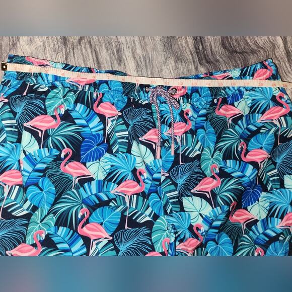 Men's Resort Swim Trunks NWT Flamingo Tropical Blue Quick Dry UPF 50+ Size XL - Picture 2 of 8